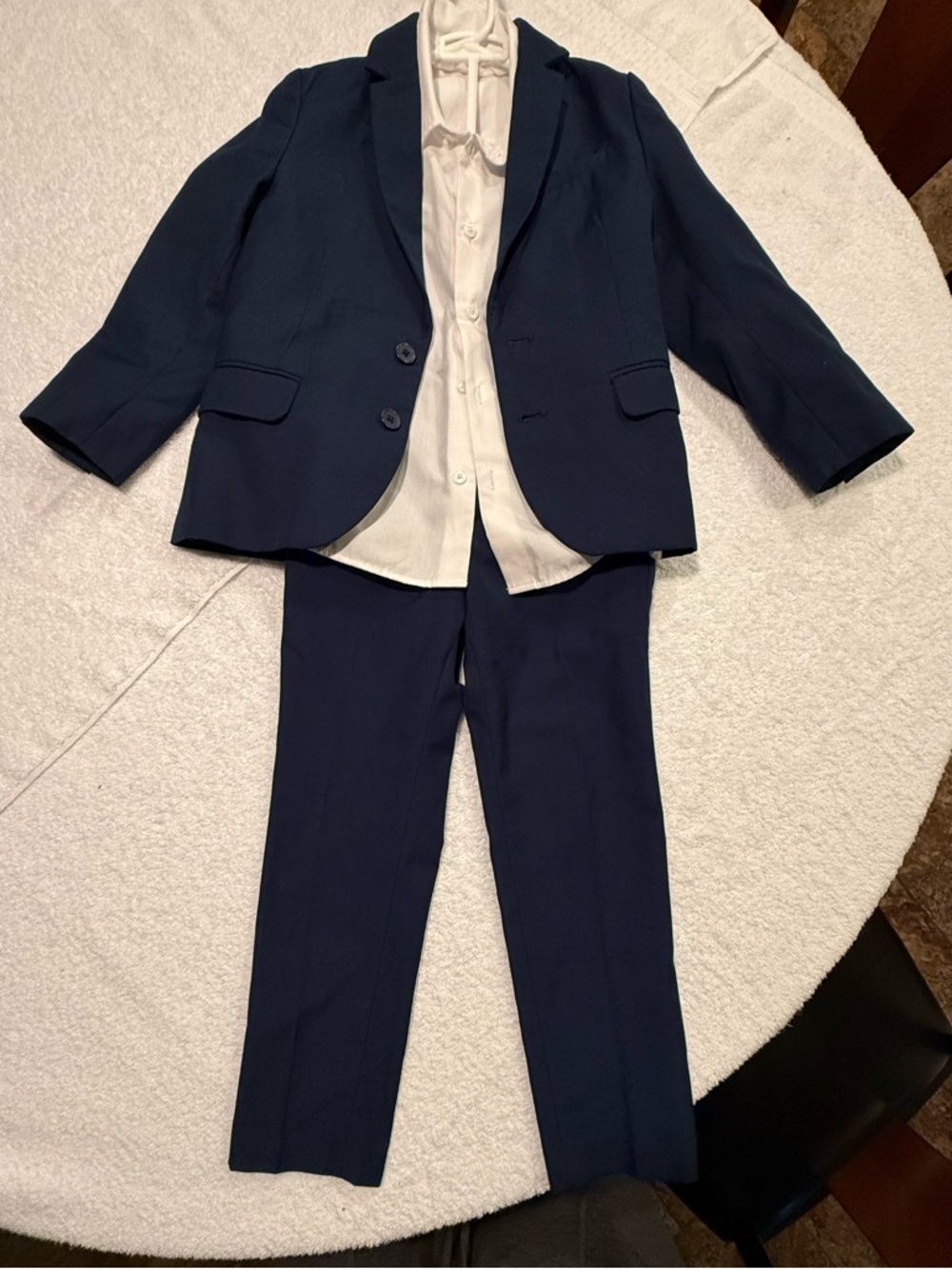 H&M Boys Navy Suit Jacket, dress pants & white  dress shirt.  Size 4-5.